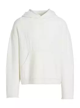 Свитер с капюшоном из натуральной шерсти интарсия MM6 Maison Margiela, белый