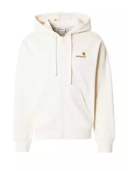 Свитер с капюшоном на молнии Carhartt WIP Zip-Up Hoodie American Script, светло-бежевый