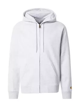 Свитер с капюшоном на молнии Carhartt WIP Zip-Up Hoodie Chase, светло-серый