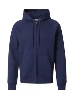 Свитер с капюшоном на молнии Carhartt WIP Zip-Up Hoodie Chase, темно-синий