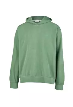 Свитер с капюшоном на молнии Cleptomanicx Sweatshirt Hooded Cosy Button, зеленый