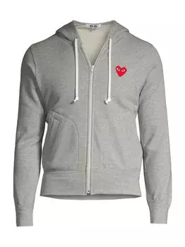 Свитер с капюшоном на молнии Play Comme des Garons PLAY, серый