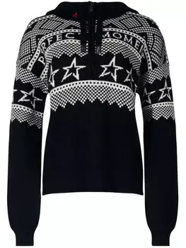 Свитер с капюшоном Perfect Moment, связанный интарсией, черный