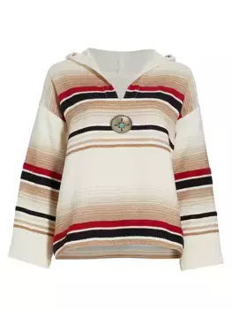 Свитер с капюшоном в полоску из хлопковой смеси Fortela, цвет natural