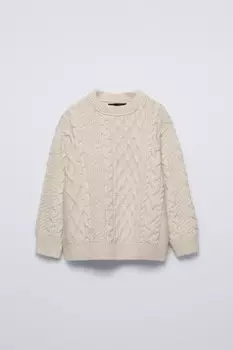 Свитер с клещами ZARA, цвет oyster/white