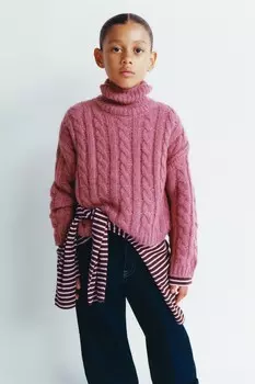 Свитер с клещами ZARA, пыльно-розовый