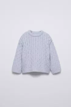 Свитер с клещами ZARA, синий/лавандовый