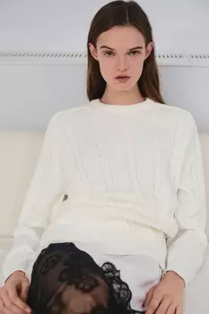 Свитер с клещами ZARA, устрично-белый