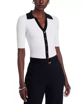 Свитер с контрастным воротником T Tahari, белый