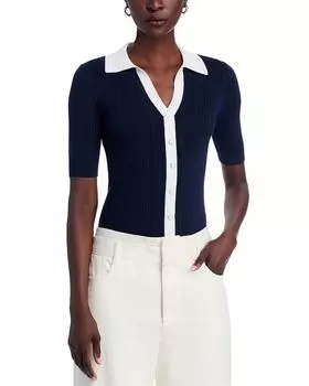 Свитер с контрастным воротником T Tahari, синий