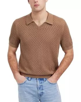 Свитер с коротким рукавом, ромбовидным ажурным узором, классический крой Madewell, коричневый/бежевый