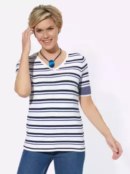 Свитер с короткими рукавами Casual Looks "свитер с кольцами", цвет Marine-Wei-Geringelt