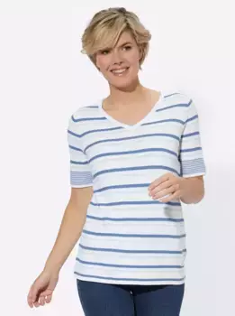 Свитер с короткими рукавами Casual Looks "свитер с кольцами", цвет Mittelblau-Wei-Geringelt