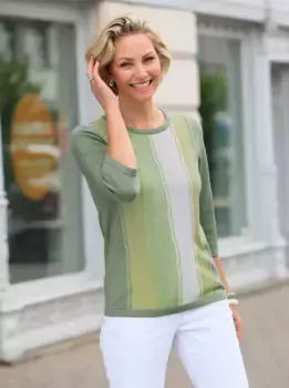 Свитер с короткими рукавами Classic Basics "Пуловер", цвет Eucalyptus-Gemustert