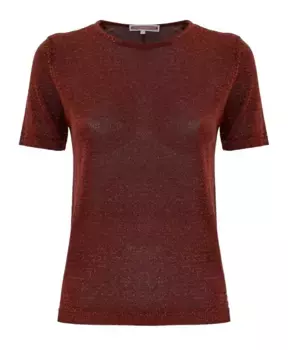 Свитер с короткими рукавами и блестящей отделкой Kocca, коричневый