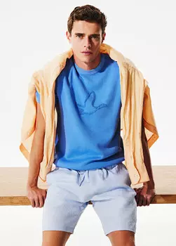 Свитер с короткими рукавами и контурами птиц Beymen Club, синий