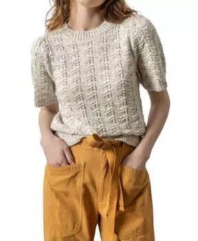 Свитер с короткими рукавами и круглым вырезом в цвете Mist Mari Lilla P