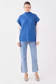 Свитер с короткими рукавами и узором «восьмерка» Lc Waikiki, синий