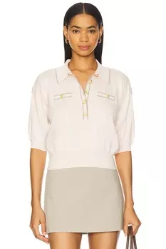 Свитер с короткими рукавами и воротником Masaki L'Agence, parchment & cappuccino gold