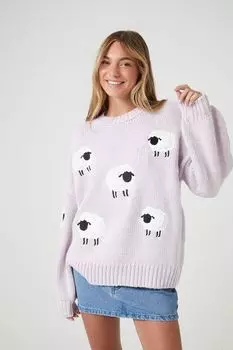 Свитер с короткими рукавами из овечьей шерсти Forever 21, лавандовый