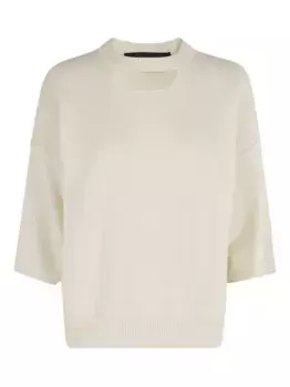 Свитер с короткими рукавами из шерсти и кашемира Federica Tosi, нейтральный