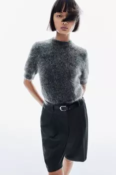 Свитер с короткими рукавами из смеси мохера H&M, серый