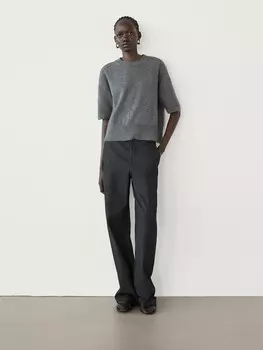 Свитер с короткими рукавами из смеси шерсти Massimo Dutti, серый