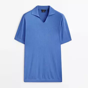 Свитер с короткими рукавами Massimo Dutti Milano Knit Polo, синий