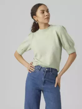 Свитер с короткими рукавами Vero Moda "VMDOFFY 2/4 O-NECK PULLOVER GA NOOS", цвет Reseda Melange