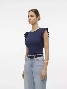 Свитер с короткими рукавами Vero Moda "VMMALOU SL O-NECK TOP GA", синий