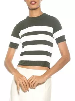 Свитер с короткими рукавами в полоску Pat Alexia Admor, цвет Sage