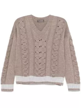 Свитер с косой вязкой Lorena Antoniazzi, серый