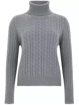 Свитер с косой вязкой TABARONI CASHMERE, серый