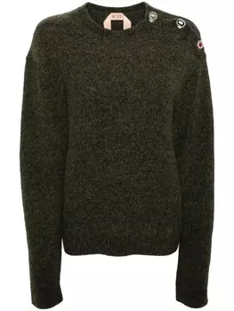 Свитер с кристаллами N21, зеленый