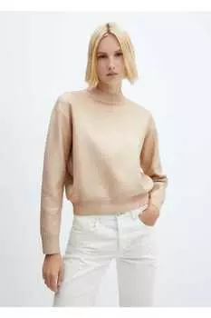 Свитер с круглым воротником из фольги Mango, золотой