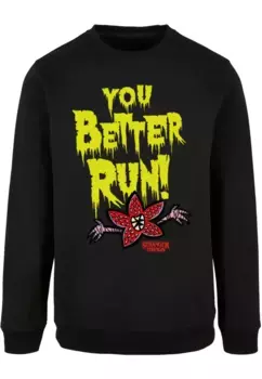 Свитер с круглым вырезом ABSOLUTE CULT "ABSOLUTE CULT Men's Stranger Things - You Better Run Crewneck", черный