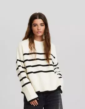 Свитер с круглым вырезом Bershka, экрю