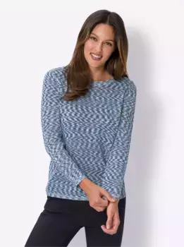 Свитер с круглым вырезом Classic Basics "джемпер с круглым вырезом", цвет Jeansblau-Mint-Meliert