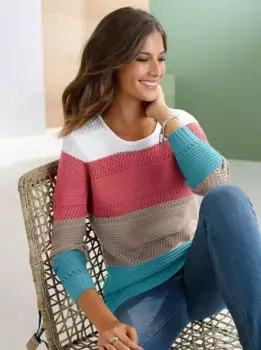 Свитер с круглым вырезом Classic Basics "Пуловер", цвет Himbeer-Taupe-Geringelt