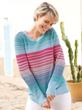 Свитер с круглым вырезом Classic Basics "свитер с длинными рукавами", цвет Fuchsia-Ozean-Meliert