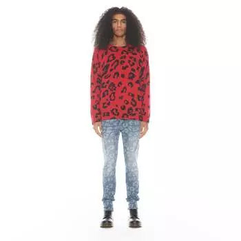 Свитер с круглым вырезом цвета гепарда Cult of Individuality, красный