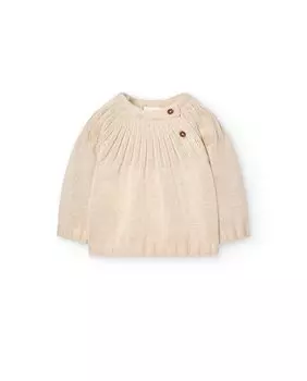 Свитер с круглым вырезом для девочки Boboli, бежевый