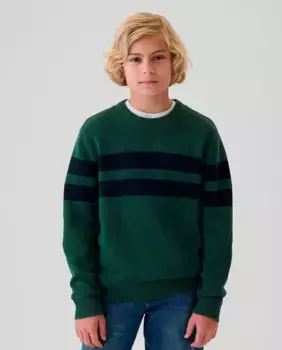 Свитер с круглым вырезом для мальчика Gap, зеленый