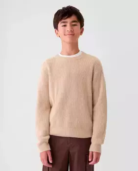 Свитер с круглым вырезом для мальчика Gap, бежевый