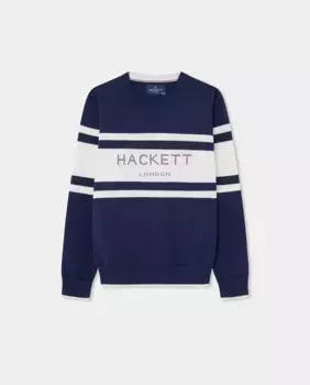 Свитер с круглым вырезом для мальчика London Hackett, темно-синий