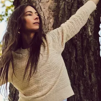 Свитер с круглым вырезом и ажурной отделкой J.Crew, белый