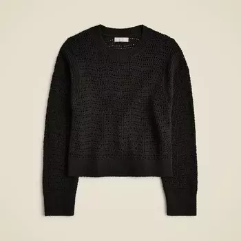 Свитер с круглым вырезом и ажурной отделкой J.Crew, черный