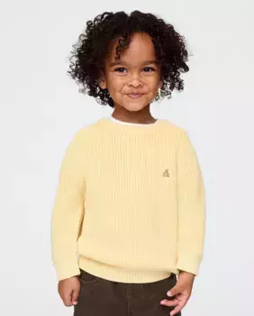 Свитер с круглым вырезом и детским трикотажем Gap, жёлтый