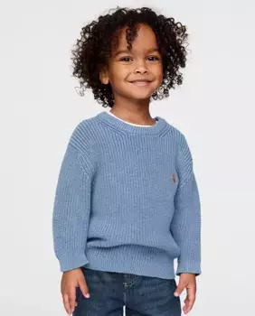 Свитер с круглым вырезом и детским трикотажем Gap, синий