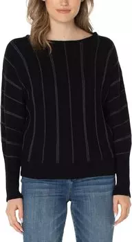 Свитер с круглым вырезом и длинными рукавами, вязаная резинка Liverpool Los Angeles, черный